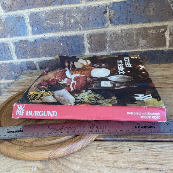 Vintage WMF Holzteller Mit Besteck Snack Set Small Wood charcuterie Board - Picture 12 of 13